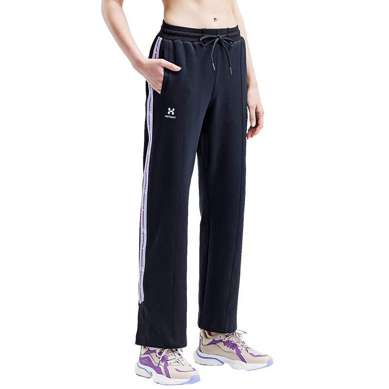 HOTSUIT卫裤女2019秋冬新款直筒宽松休闲运动裤开衩健身长裤针织裤潮6962013 XL 矿物黑