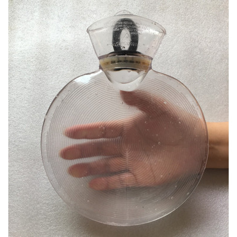 防爆安全PVC冲水热水袋圆形迷你暖手袋暖水袋暖宝暖宫暖肚送绒套_1 靓白色1L圆形无金鱼