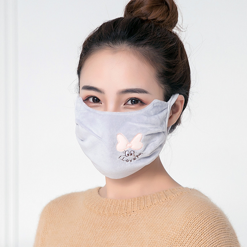 冬季韩版时尚女保暖口罩防寒防尘纯棉可清洗易呼吸加大加厚护眼角_8 灰色/米奇款