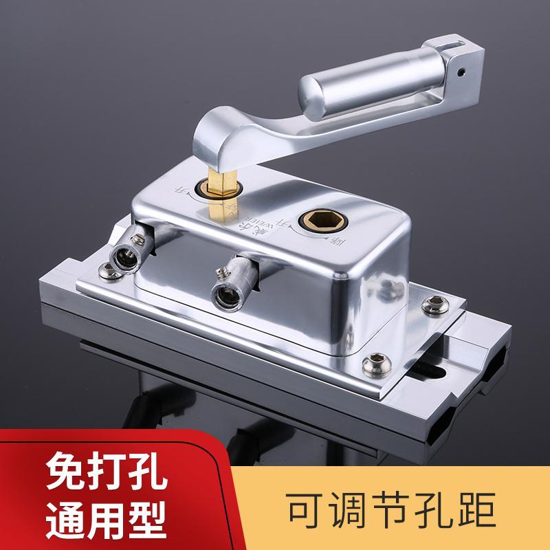 阳台晾衣架升降手摇器配件晒衣架手摇双杆式晒架凉衣架摇手器通用_286_79 银色+免打孔铜芯拔叉款孔距3.5-14cm