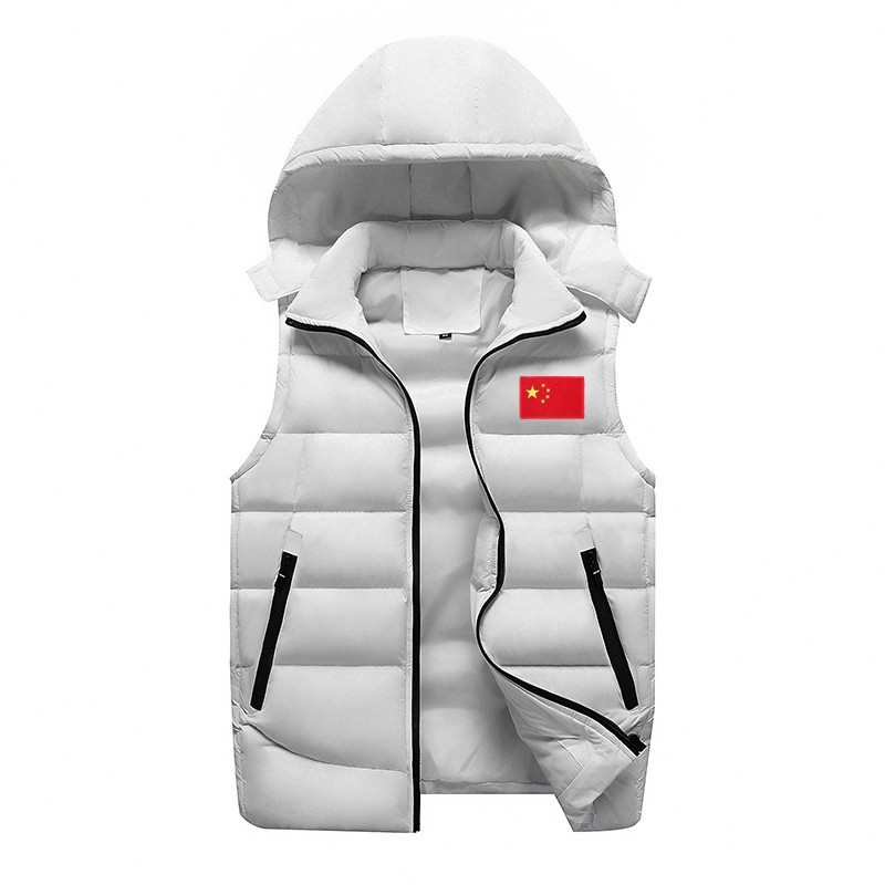 秋冬中国国家队运动员棉马甲武术教练体育生训练背心坎肩国服外套_615 XS 7188白色马甲（烫印国旗）