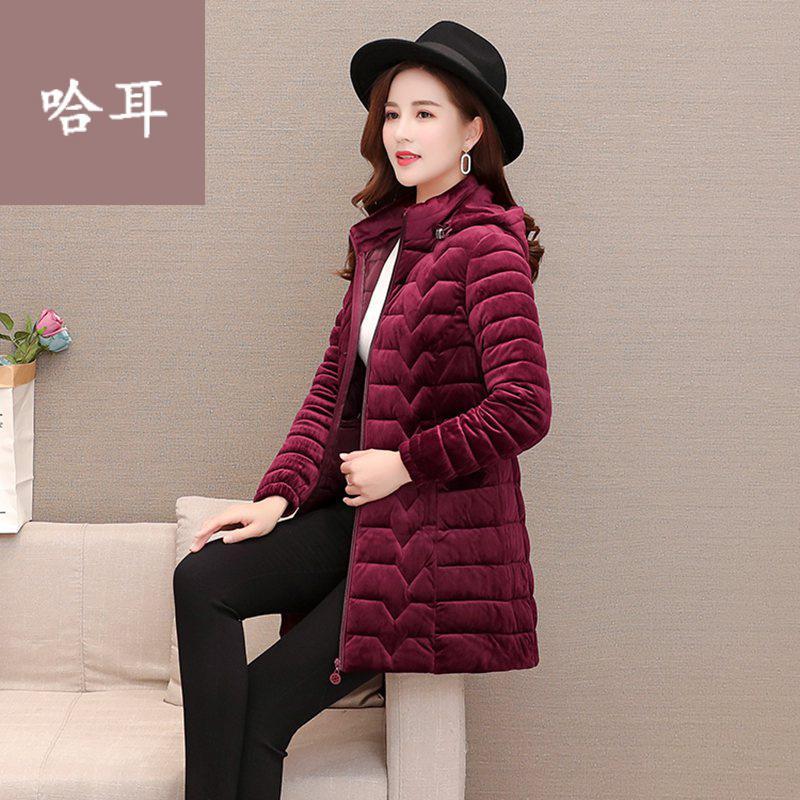 女袄金绒妈妈棉衣女中长款2019新款中老年棉袄外套大码冬季修身棉服袄子女老年人女红棉袄_723 3XL 1821红色