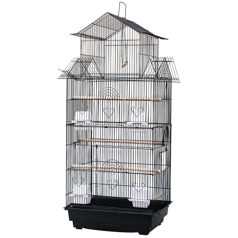 虎皮玄凤鹦鹉鸟笼子大号宠物笼子牡丹繁殖文鸟相思群养_1 黑色套餐一