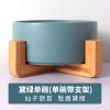 猫碗双碗陶瓷狗碗猫咪食盆饭盆狗狗喝水猫粮碗宠物用品实木防打翻_2 碗直径15.5cm碗深6.8cm 黛绿色单碗+竹木底座2件拍组合46.6元