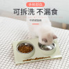 猫碗狗碗宠物不锈钢双碗喂食盆喝水防打翻猫粮狗粮碗自动饮水用品_2 大号 蓝色