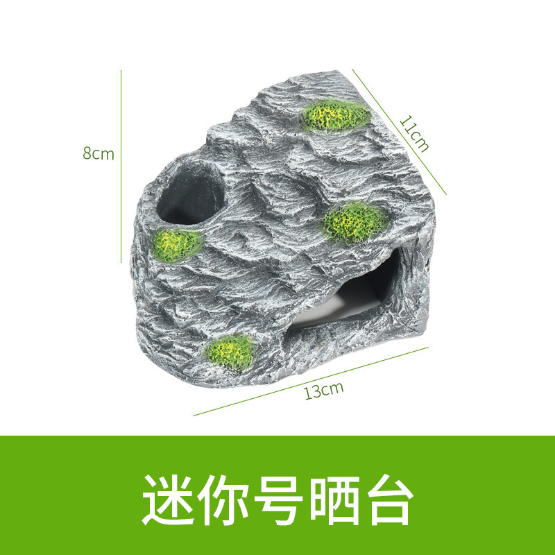 晒台巴西龟缸乌龟晒背台爬梯爬虫造景躲避洞爬坡台爬台石头用品_1 默认尺寸 迷你号方形晒台