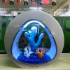 鱼缸水族箱小型办公室桌面迷你免换水圆形斗鱼缸微景观生态缸 默认尺寸 XYA-01冰雪白带增氧过滤送假山（双灯光模式）