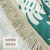 北欧绿色圆桌布棉麻田园清新绿小圆茶几餐桌布艺圆形阳台家用台布 直径60cm 剪纸芭蕉流苏圆桌布