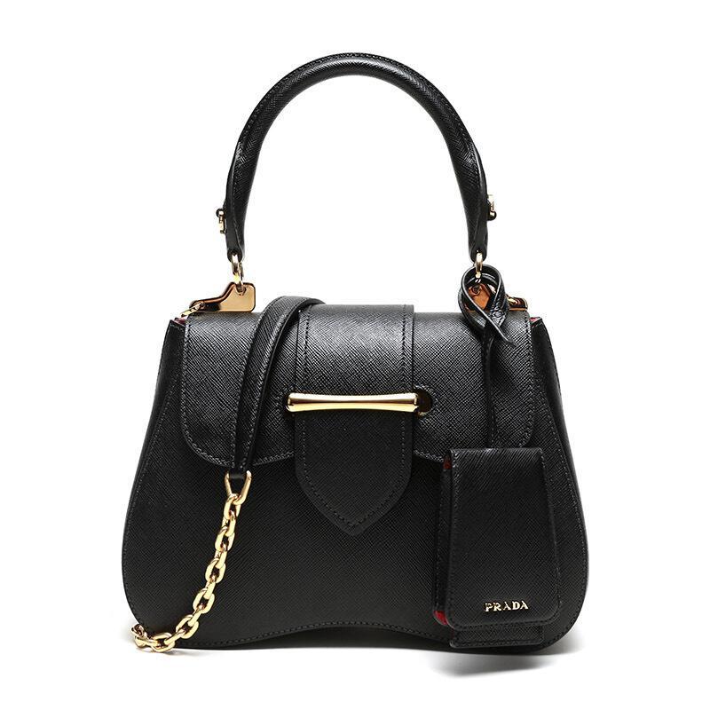 PRADA 普拉达 女士Sidonie系列牛皮手提包单肩斜挎包 1BN011 NZV F0002-V-CJG-黑色
