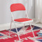 简易凳子靠背椅家用折叠椅子便携办公椅会议椅电脑椅座椅宿舍椅子_70 加强钢板底座双层海绵白腿红色