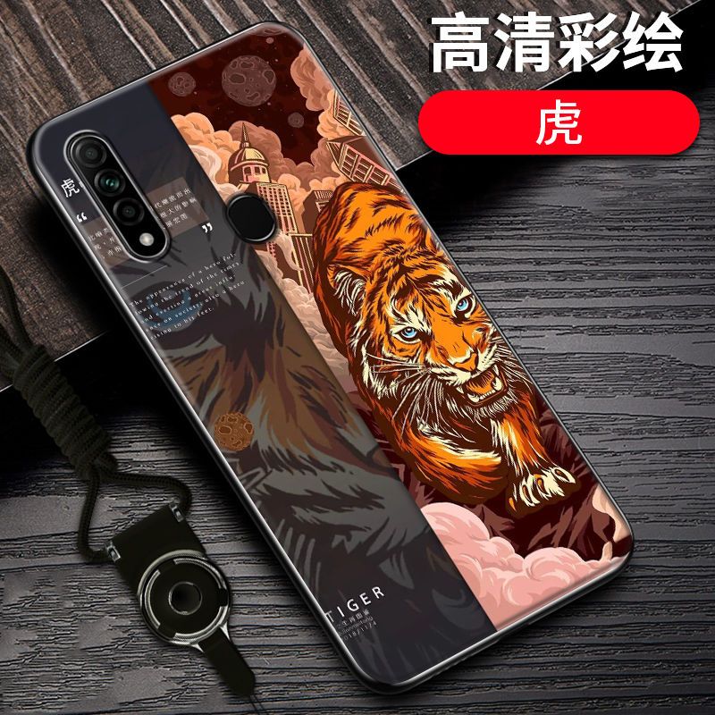 oppoa8手机壳防摔OPPOA8十二生肖国潮定制硅胶全包边PDBM00保护套_218 虎-12生肖-黑边国潮彩绘OPPOA11/A11x