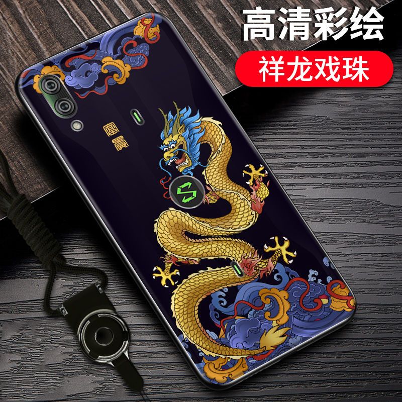 小米黑鲨游戏手机2手机壳硅胶防摔Helo/2pro/1代国潮SKW-A0保护套_75 黑鲨2pro/DLT-A0国粹祥鹤-国潮彩绘