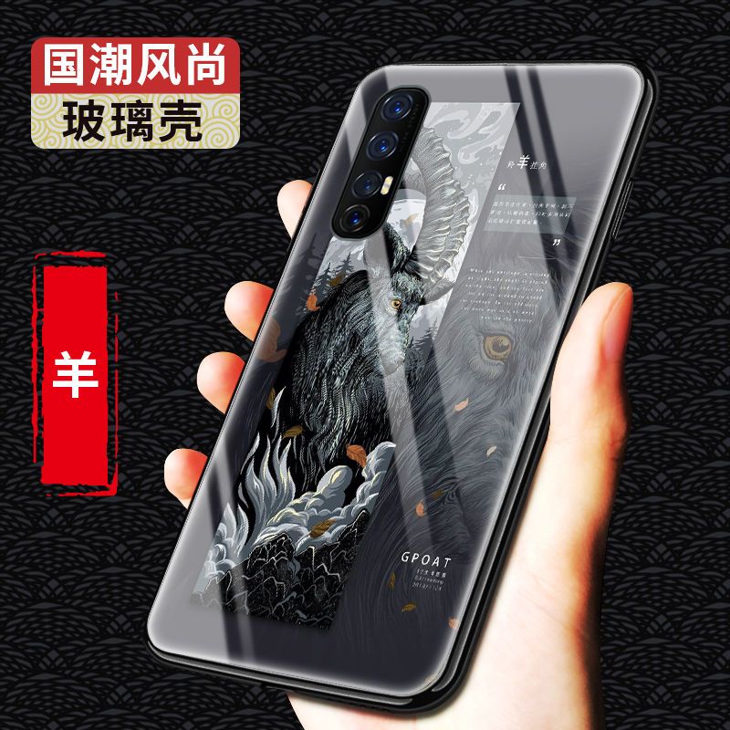 opporeno3手机壳玻璃壳防摔十二生肖国潮硅胶新款reno3pro保护套【12月31日_279 羊-12生肖-国潮玻璃壳其他型号留言客服备注