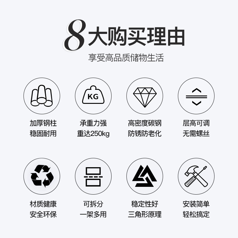 京洛 仓储置物架家用貨架加厚钢制组装储物架超市库房轻型货架