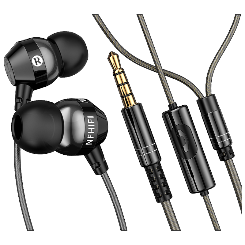 脑66pro正品通用努比亚Z18S z18mini Z19有线手机入耳式耳机降噪线控带麦耳塞语音K歌重低音游戏Typec 【HIFI脑66pro】全黑款+送Typec转接线