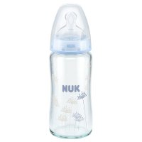 NUK耐高温240ml宽口玻璃彩色奶瓶(带初生型硅胶中圆孔奶嘴)