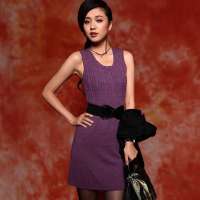 VANCL凡客诚品 Judy时尚绞花无袖针织连衣裙 莲紫色 XL