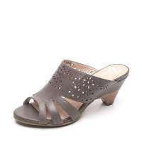 Bata 拔佳2012年夏季新款灰色油蜡牛皮女凉拖鞋ATB20D