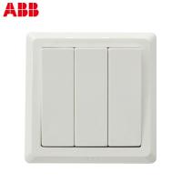 ABB开关面板86型墙壁开关插座正品德逸雅白面板三开单控开关AE103