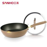 三禾煎炒锅彩金健康不粘深煎锅 28CM不沾无烟燃气电磁炉通用 JLF2801-3