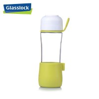 三光云彩(GLASSLOCK)玻璃 水杯茶杯便携式车载杯GL733 短套螺旋纹500ml绿色 绿色