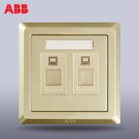 ABB开关插座面板abb德逸珍珠金色二位双网络电脑插座AE332-PG