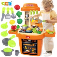 勾勾手 大号儿童过家家玩具 女孩做饭过家家厨房玩具宝宝3-6岁厨具餐具套装 大号时尚厨台