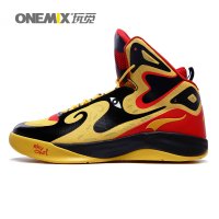 onemix玩觅 2016新品透气耐磨篮球鞋男高帮运动鞋防滑减震 黑/黄 40码