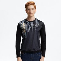cardanro/卡丹路品牌男装T恤长袖休闲简约 黑色 21593002 黑色 50码