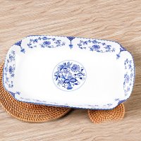 韵唐 陶瓷盘子鱼盘长盘深鱼盘釉中彩陶瓷餐具心愿11.5英寸1只装 心愿