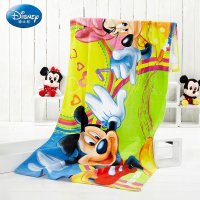 Disney迪士尼 米奇米妮纯棉浴巾 割绒印花 卡通儿童 夏季成人全棉沙滩巾 黄色 75*150cm