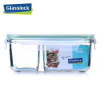 三光云彩(GLASSLOCK)保鲜盒韩国原装进口分隔玻璃饭盒可微波炉加热分格便当盒带盖密封碗 男女上班族带饭1000ml 透明(1000ml)