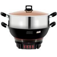 半球(Peskoe)JF-36 电热锅 6L/升 36CM 加厚铸铁真不锈 多功能 电火锅 电蒸锅 小时候家乡的味道
