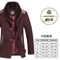 司奇隆羊毛呢大衣中年爸爸装加绒加厚可拆卸大毛领毛呢外套男大衣 170/M 1805黑色【长款加绒】