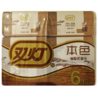 双灯软包抽纸本色抽取式面巾纸3层360张/包×6包