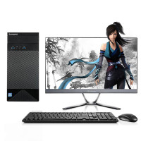 联想(Lenovo)家悦3055台机+23双超显示器（E2-7110 4G 500G 无光驱 WIFI 教育软件）