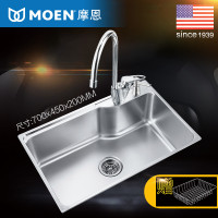 [摩恩品牌日 苏宁自营]MOEN/摩恩厨卫 水槽 单槽 不锈钢洗菜盆单槽 大单槽厨房洗碗池22178 搭配77111EC龙头