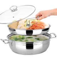 美厨（maxcook）蒸汽锅汤锅火锅 30cm 加厚不锈钢 MCT-476 蒸煮两用 可用电磁炉