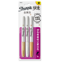 Sharpie 锐意防褪色马克笔细金银铜吸塑卡片装 3支 金色+银色+铜色