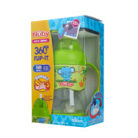 努比(Nuby)婴儿双耳防漏 重力球吸管杯 学饮杯 3Dtritan杯 400ml -大象