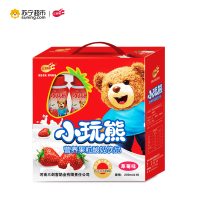 【苏宁易购超市】三剑客 小玩熊酸奶饮品 草莓味风味奶 200g*16瓶装 水果风味奶 礼品盒