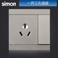 西蒙(simon)旗舰店正品开关插座面板16A三孔空调插座带开关i3香槟金311682-44 i3香槟金 一开三孔插座
