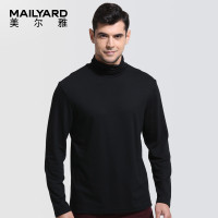 美尔雅（MAILYARD）长袖T恤男 商务时尚男式高领休闲T恤 107 48码 黑色