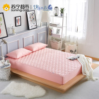 俏居(Choshome)家纺床笠纯色简约风单件纯棉加厚夹棉四季可用床罩1.8m防滑床垫套保护套 粉色 1.8*2.0m