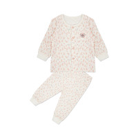 苏宁自营 婴姿坊 春装新品婴幼童居家服两件套圆领前开扣长袖内衣套装 66-90cm 3-24个月 粉红 80cm