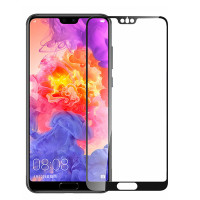 适用华为（HUAWEI）P20钢化膜 全屏覆盖手机玻璃保护贴膜 手机膜 华为p20全屏膜 黑色