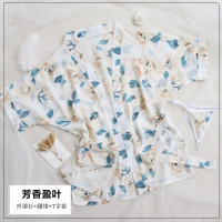 霏慕 情趣内衣 性感印花雪纺和服睡袍激情套装大码制服诱惑女7741 米色彩花 多款可选 白色 均码