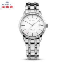 海鸥表(SEAGULL)手表 女士商务休闲 复古单历钢带自动机械表女表 女士腕表白盘条棍钢 女表D816.405L