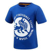 苏宁足球俱乐部棉质休闲新品短袖印花图案助威系列文化衫儿童T恤 蓝色 120CM