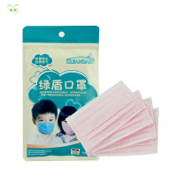 绿盾 抗菌无纺口罩 防尘防花粉 一次性 儿童粉红XS 粉色